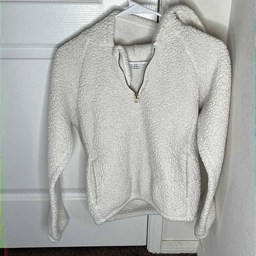 teddy white hoodie